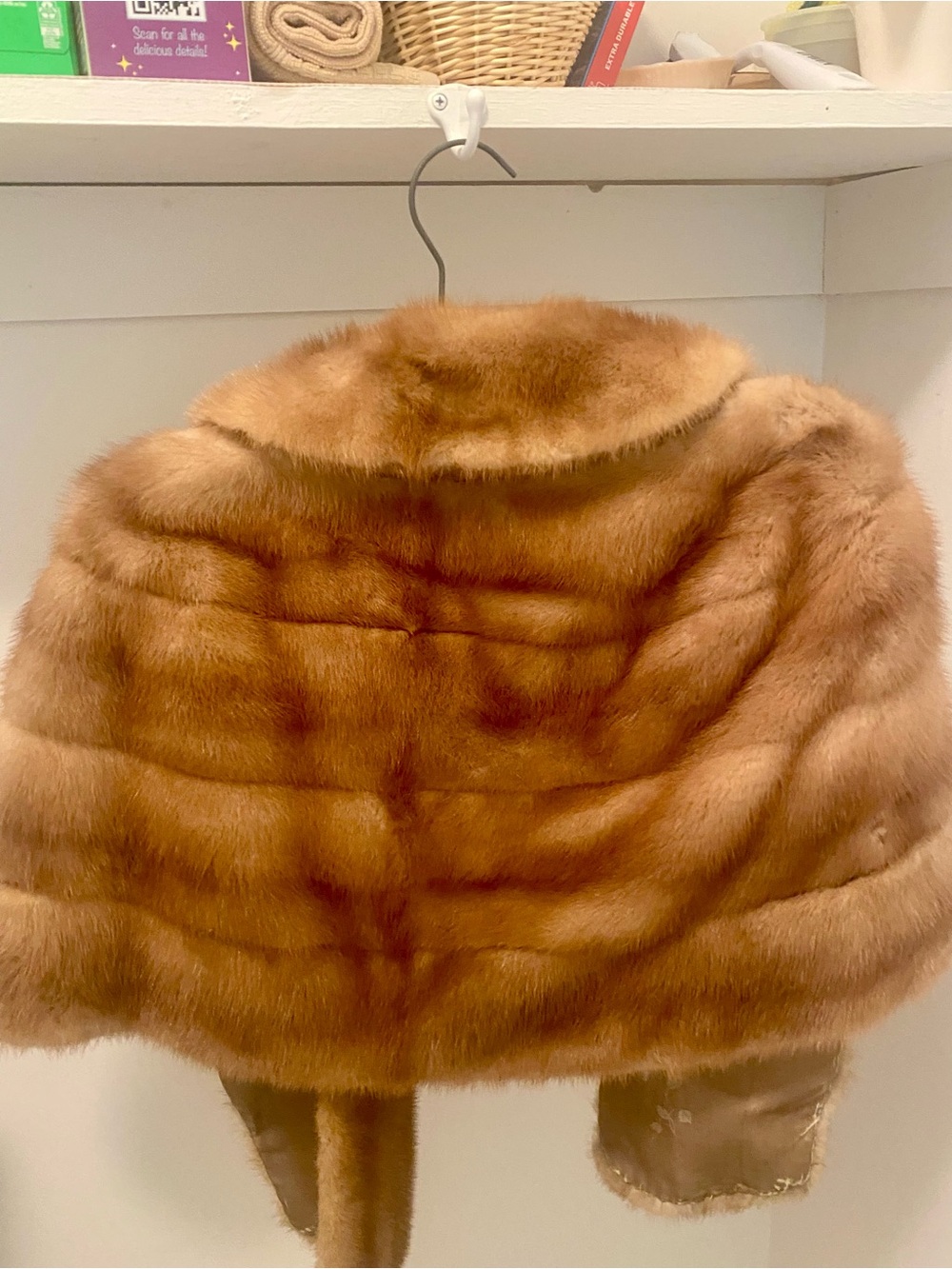 Vintage Genuine Mink Fur Stole Shawl Cape – Honey Blonde / Pastel Brown EUC - Picture 2 of 8